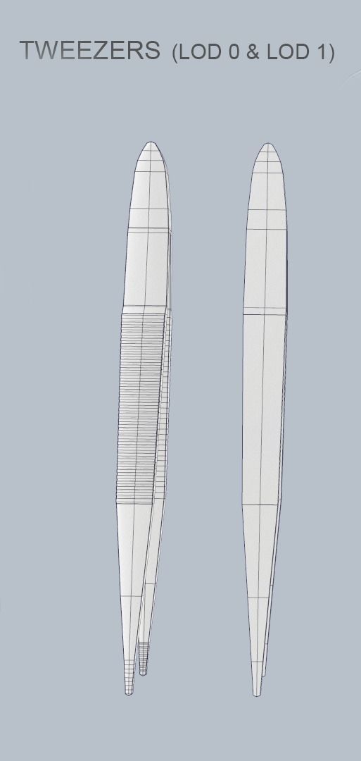 Tweezers PBR Game Ready two metal Low-poly 3D model_2