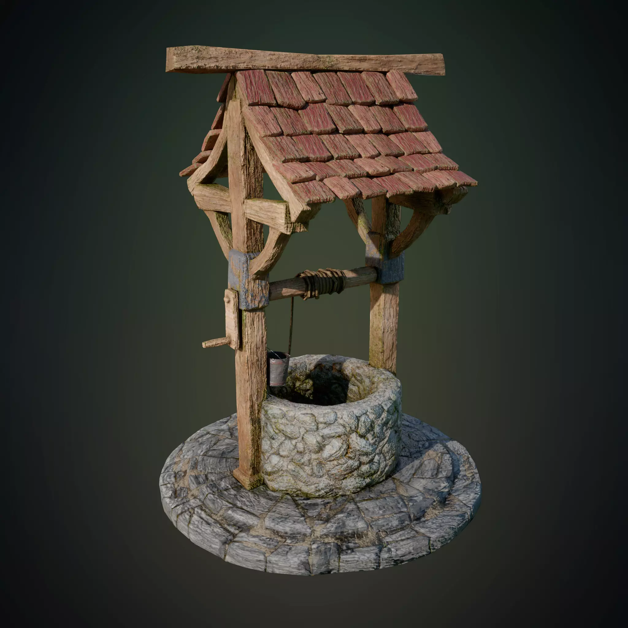 LowPoly PBR 3D Model of an Old Well Low-poly 3D model_2
