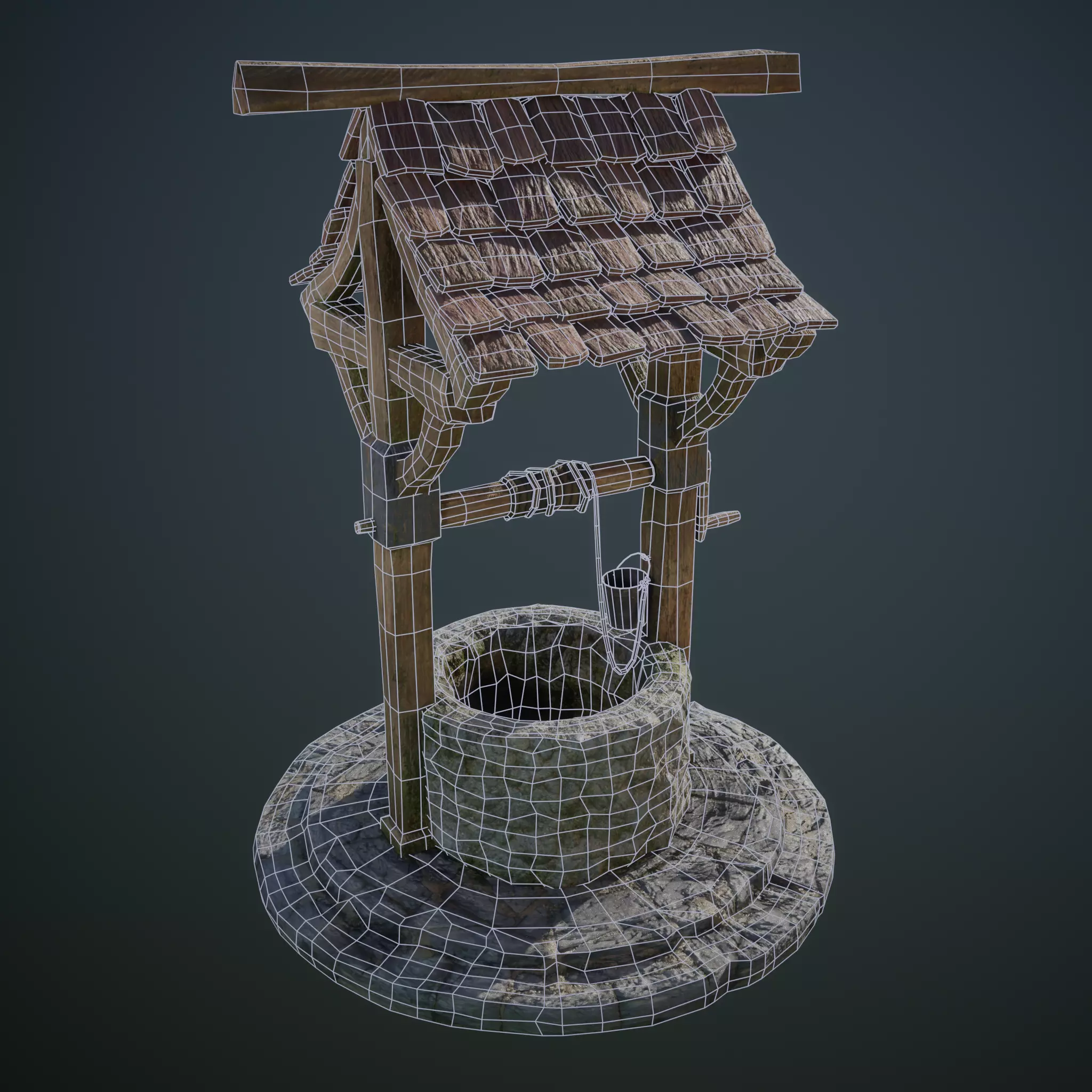LowPoly PBR 3D Model of an Old Well Low-poly 3D model_6