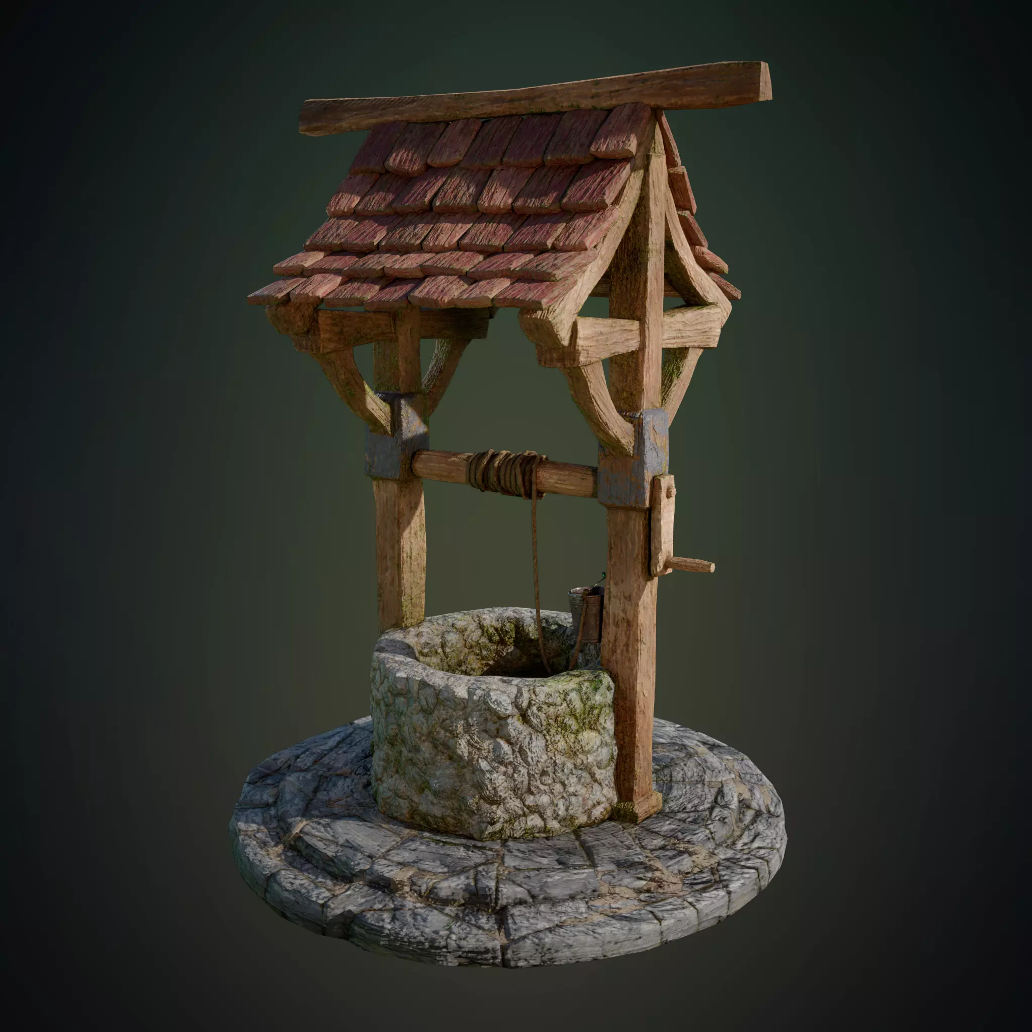 LowPoly PBR 3D Model of an Old Well Low-poly 3D model_0
