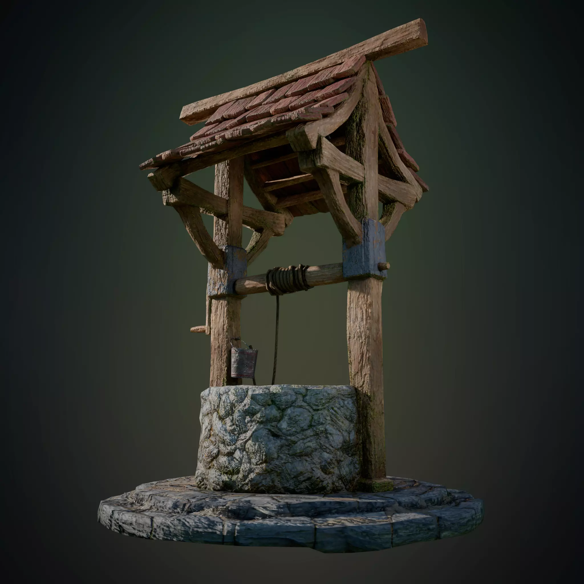 LowPoly PBR 3D Model of an Old Well Low-poly 3D model_3