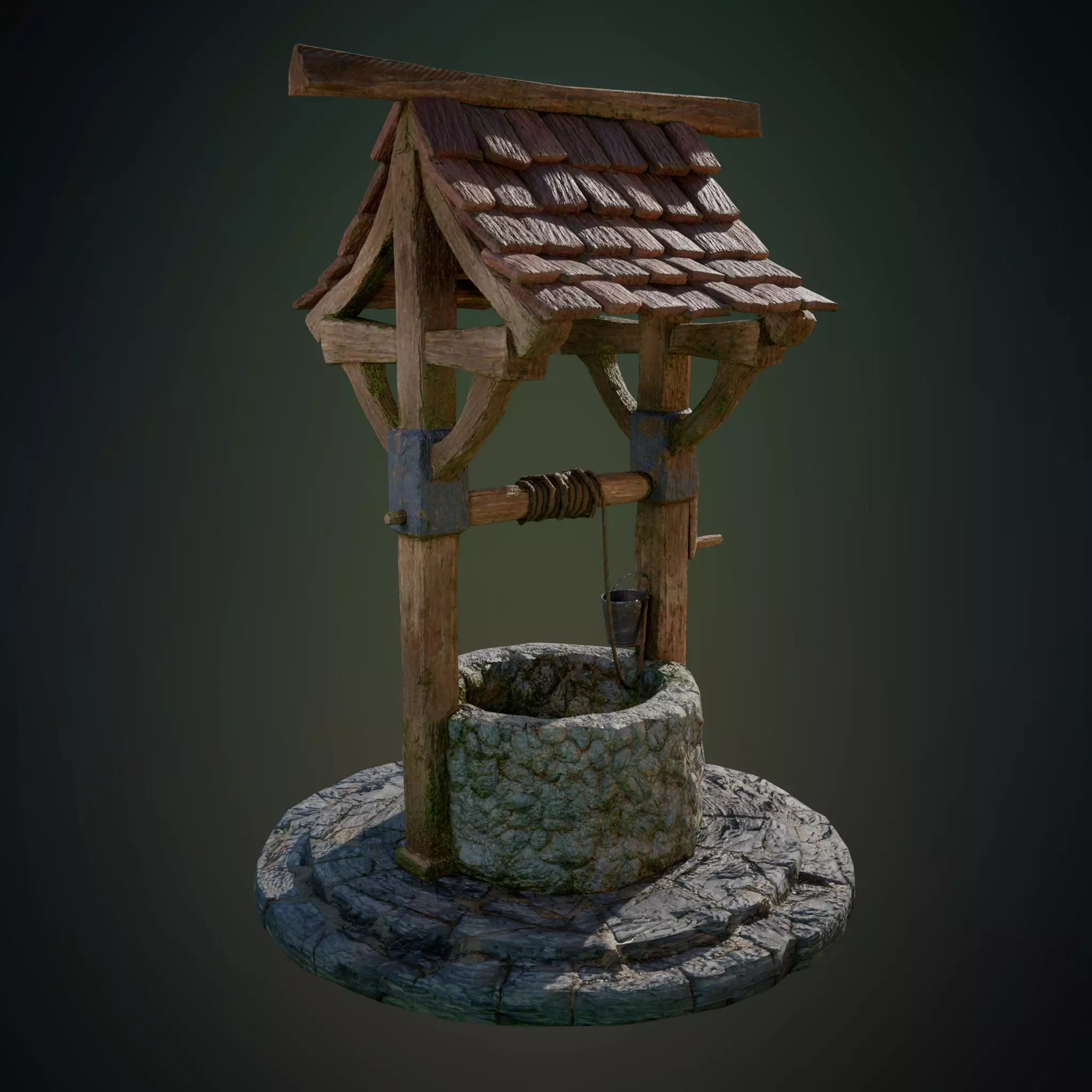 LowPoly PBR 3D Model of an Old Well Low-poly 3D model_4