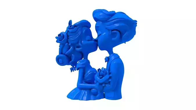 3d Kiss - Wedding Couple  - Cute Couple Holding Hear 