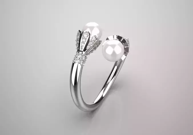 pearl jewelry STL 3D gold ring model pr0020