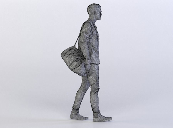 Mark 0460 Man carrying a duffel bag