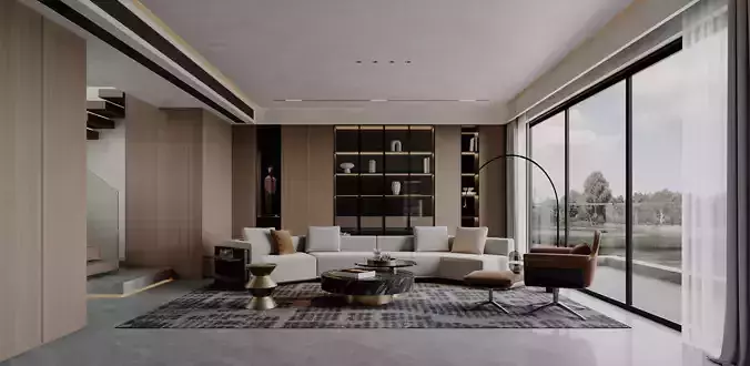 Modern living room dining room interior scenes 