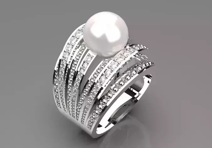 The Floating Pearl Statement STL 3D Ring model pr0030
