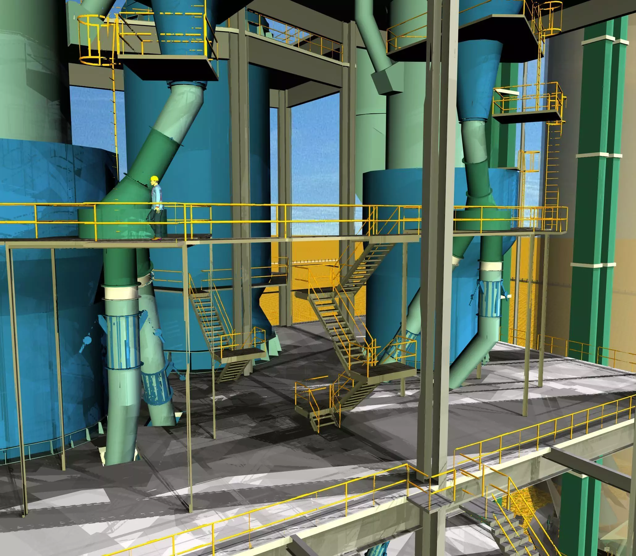 Cyclone Preheater Cement Plant Free 3D model_0