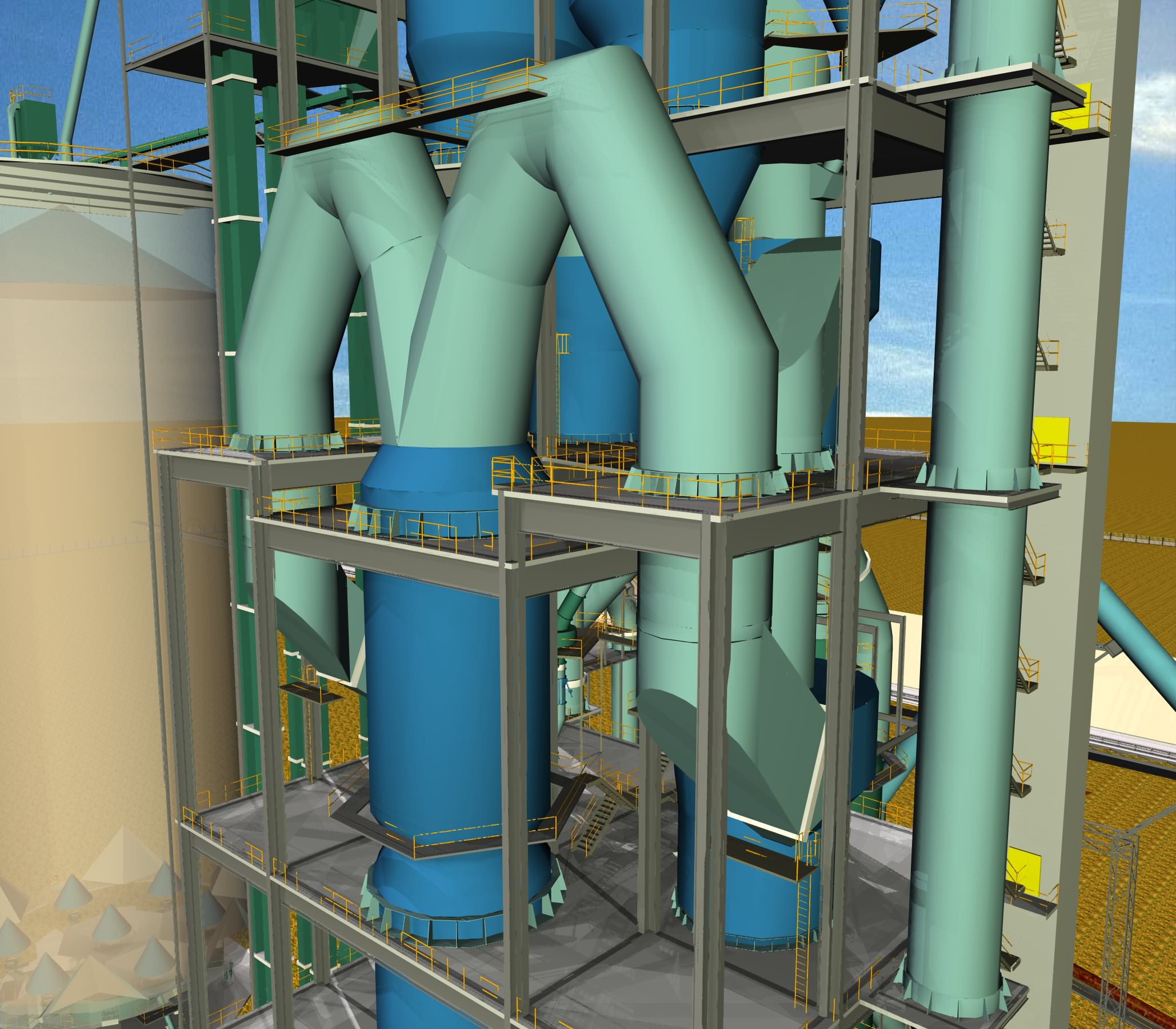 Cyclone Preheater Cement Plant free 3D Model DWG - CGTrader.com