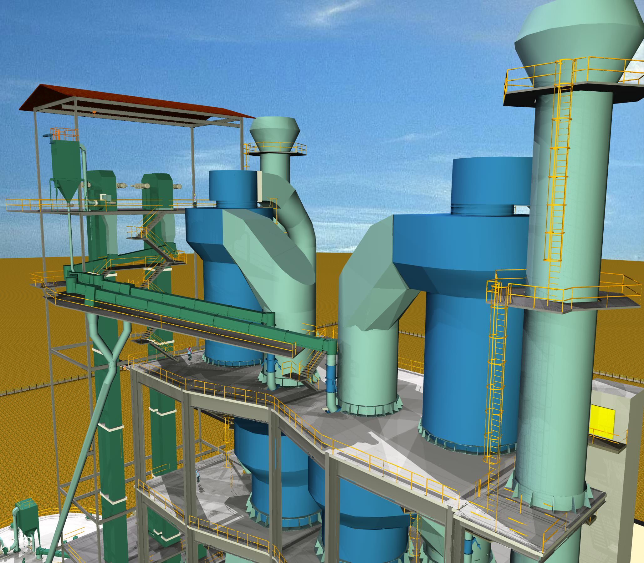 Cyclone Preheater Cement Plant Free 3D model_4