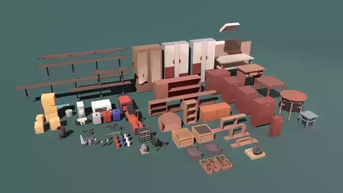 Low-poly garage props pack