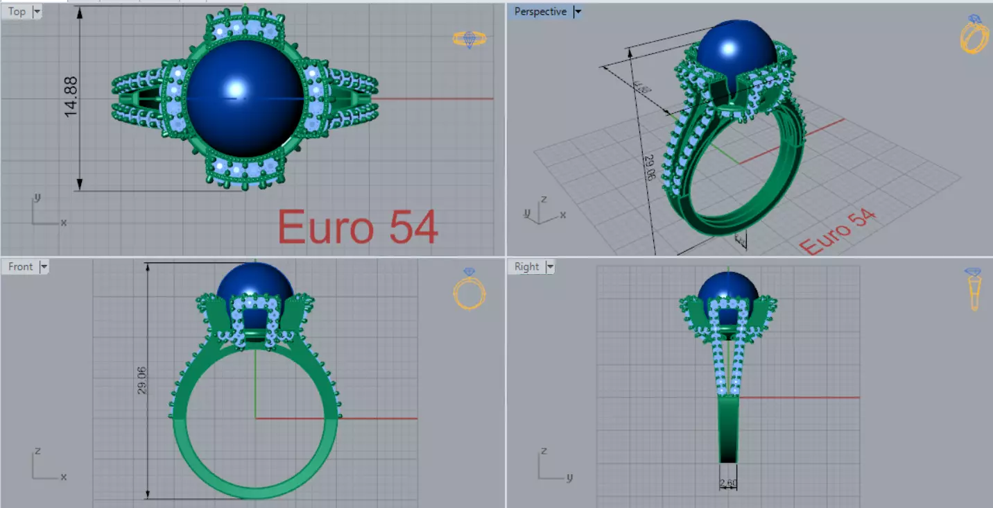 Crown of the Sea pearl stl 3d ring model pr0023 3D print model_6