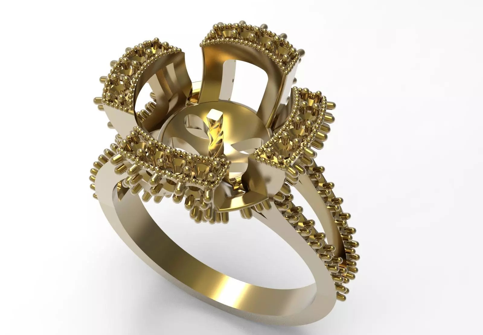 Crown of the Sea pearl stl 3d ring model pr0023 3D print model_12