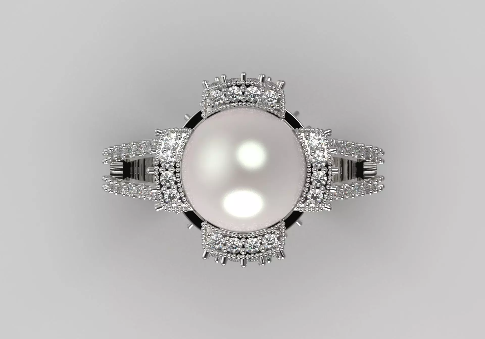 Crown of the Sea pearl stl 3d ring model pr0023 3D print model_2