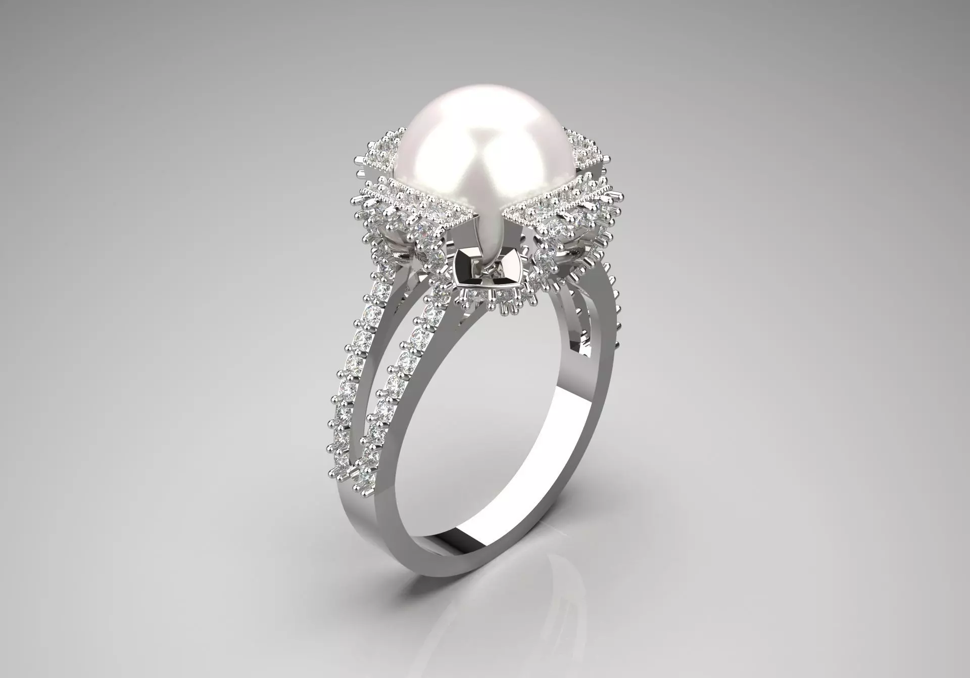 Crown of the Sea pearl stl 3d ring model pr0023 3D print model_0