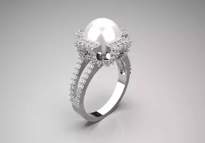 Crown of the Sea pearl stl 3d ring model pr0023