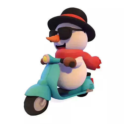 Cool Rider Snowman 3D Model on Scooter 3D print model