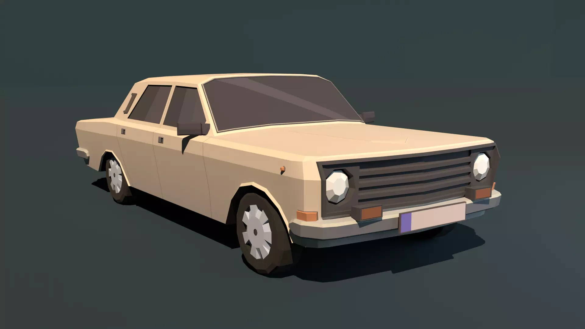Volga 24-10 stylized low-poly Low-poly 3D model_0