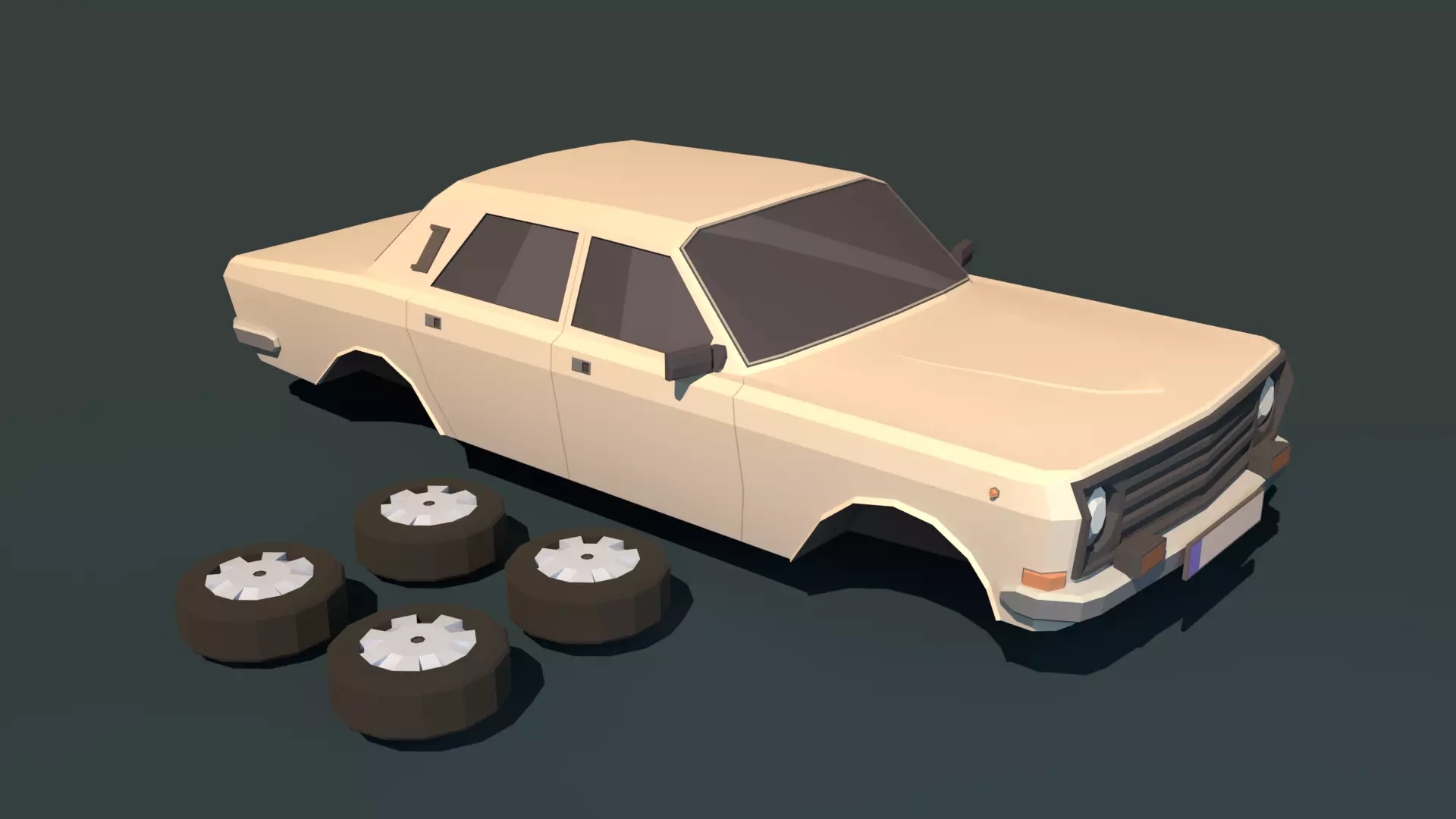 Volga 24-10 stylized low-poly Low-poly 3D model_7