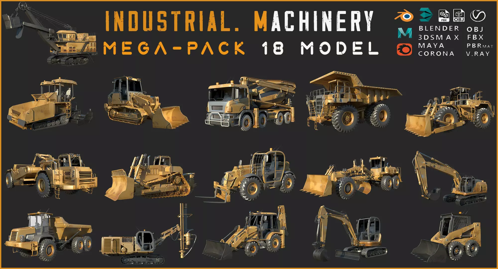 MEGA PACK  18 Models  Industrial Machinery 3D Model Collection_0