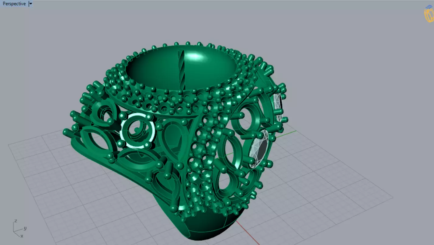 The Sapphire and Diamond Dome stl 3d Ring model pr0005 3D print model_9