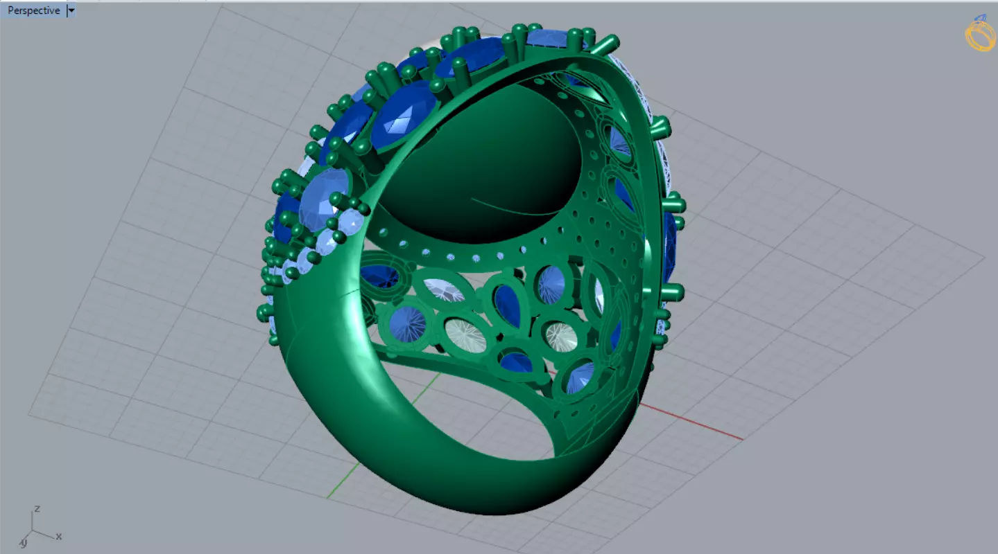 The Sapphire and Diamond Dome stl 3d Ring model pr0005 3D print model_8