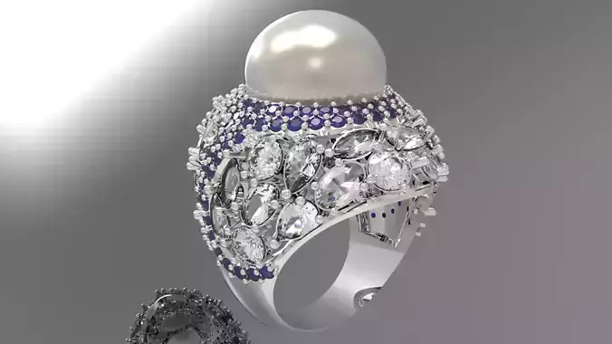 The Sapphire and Diamond Dome stl 3d Ring model pr0005