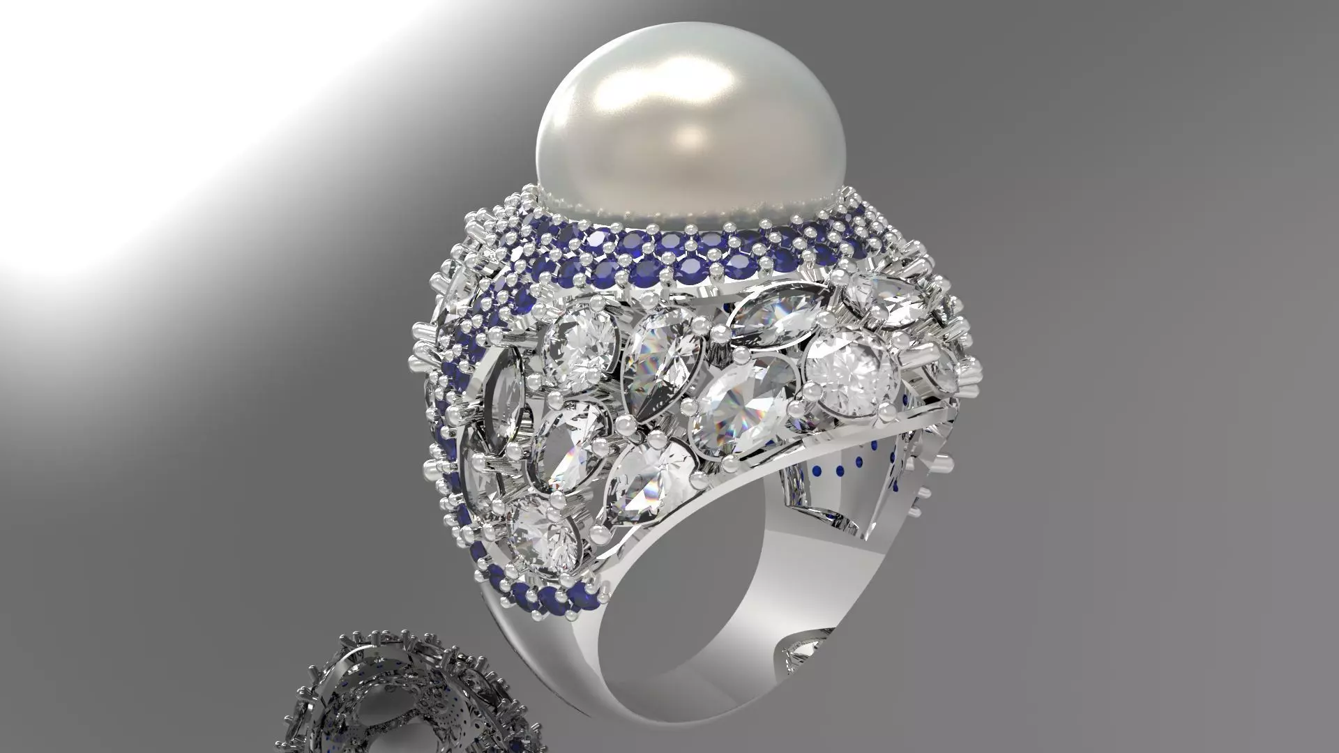 The Sapphire and Diamond Dome stl 3d Ring model pr0005 3D print model_0