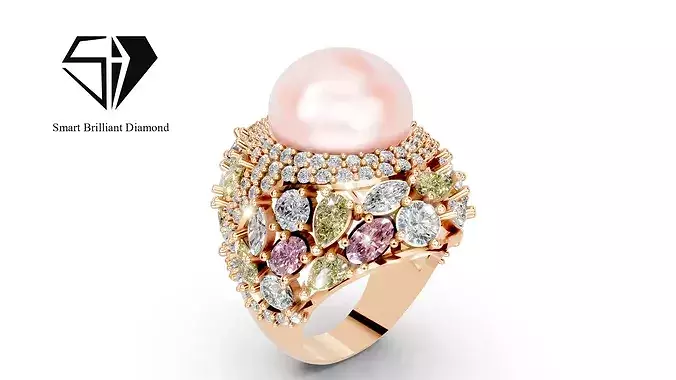 The Sapphire and Diamond Dome stl 3d Ring model pr0005