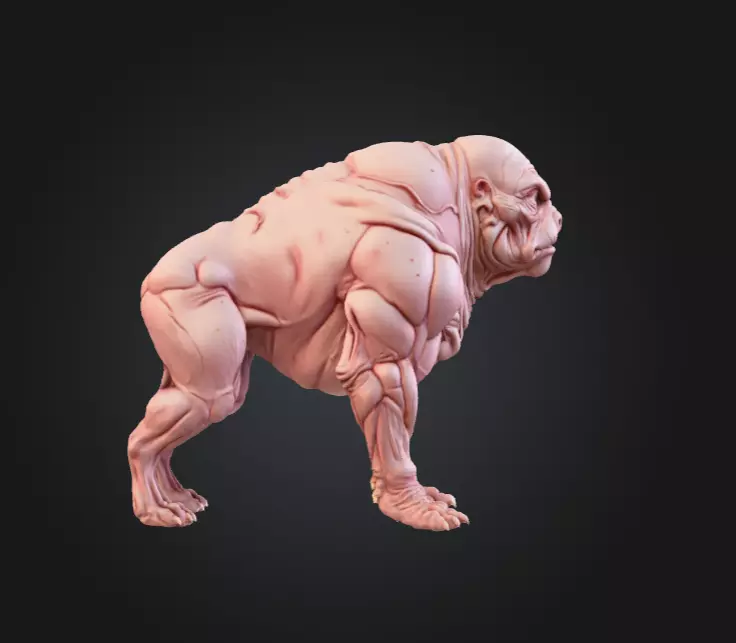 Mutated Quadruped Creature Low-poly 3D model_3