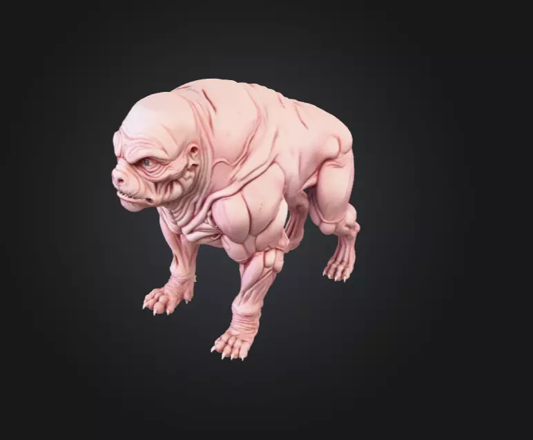 Mutated Quadruped Creature Low-poly 3D model_11