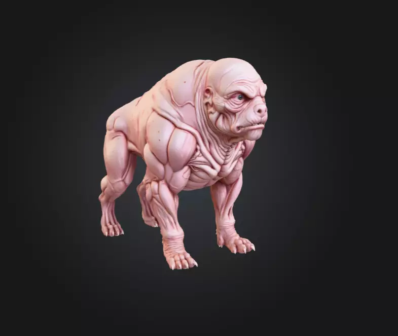 Mutated Quadruped Creature Low-poly 3D model_1