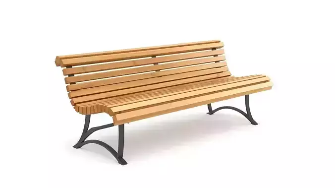 Classic Wooden Park Bench 3D Model Outdoor Seating