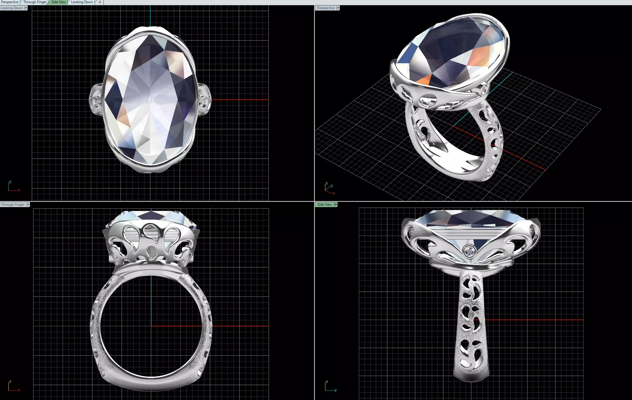 Emerald Oval ring 3D print model_1