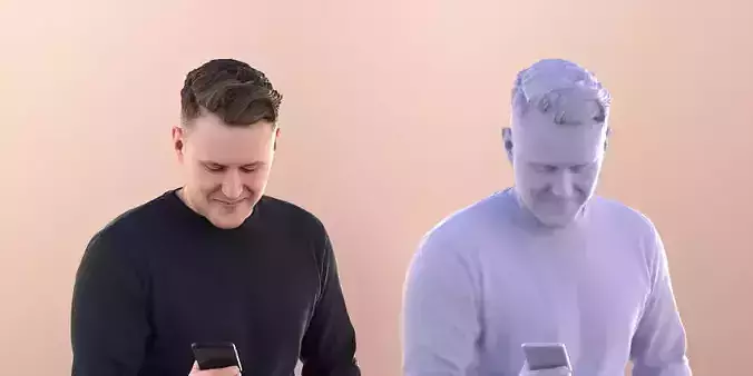 Henry 10939 Sitting Casual Man With Phone