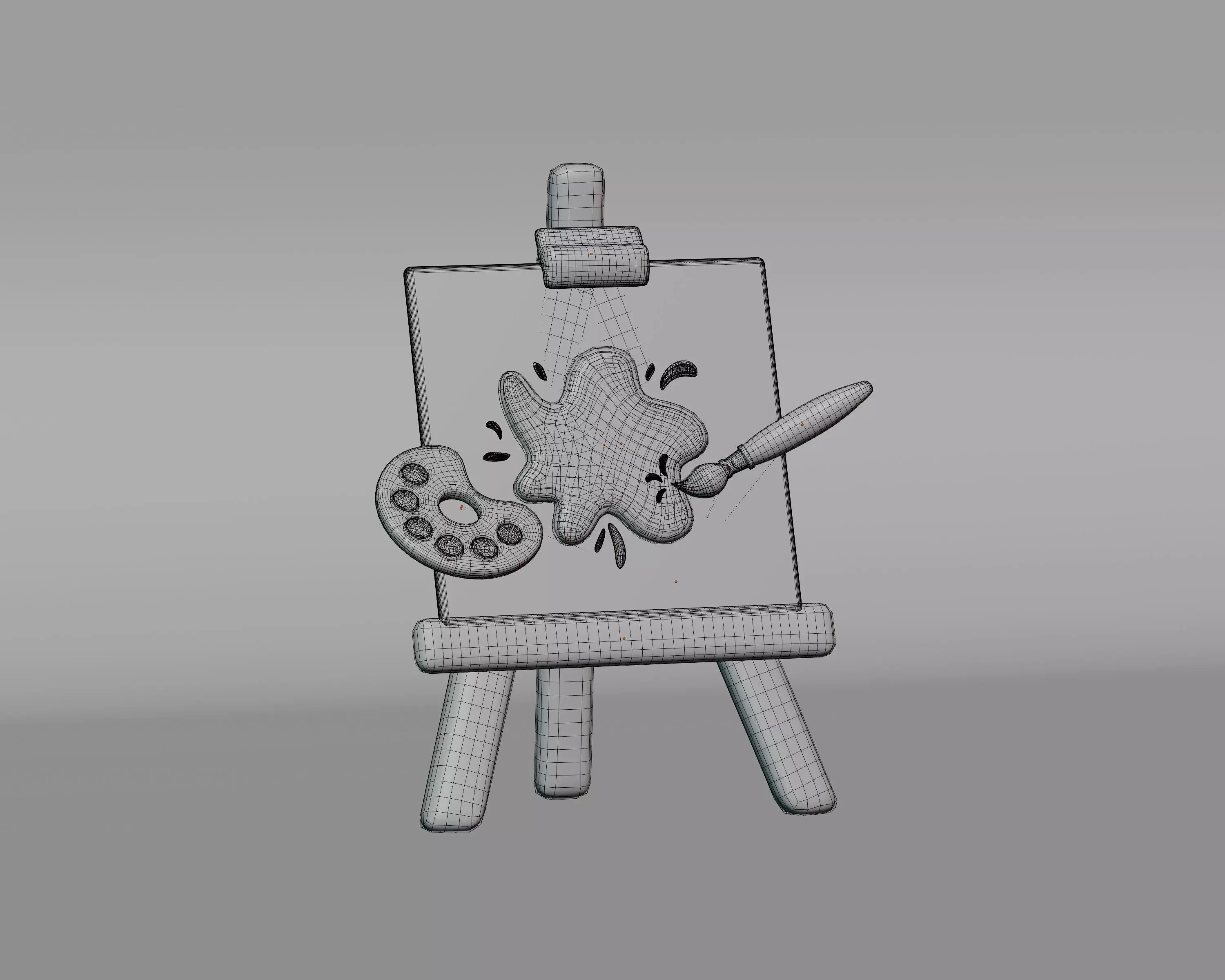 Painting board with color plate Low-poly 3D model_3