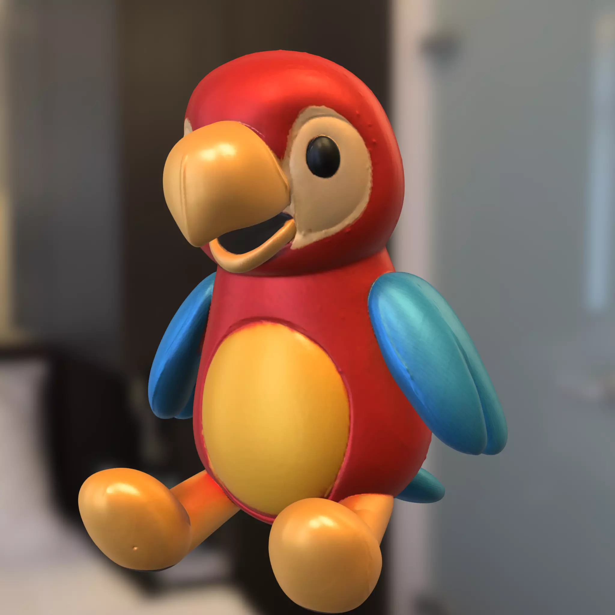 Colorful Cartoon Parrot 3D model_4
