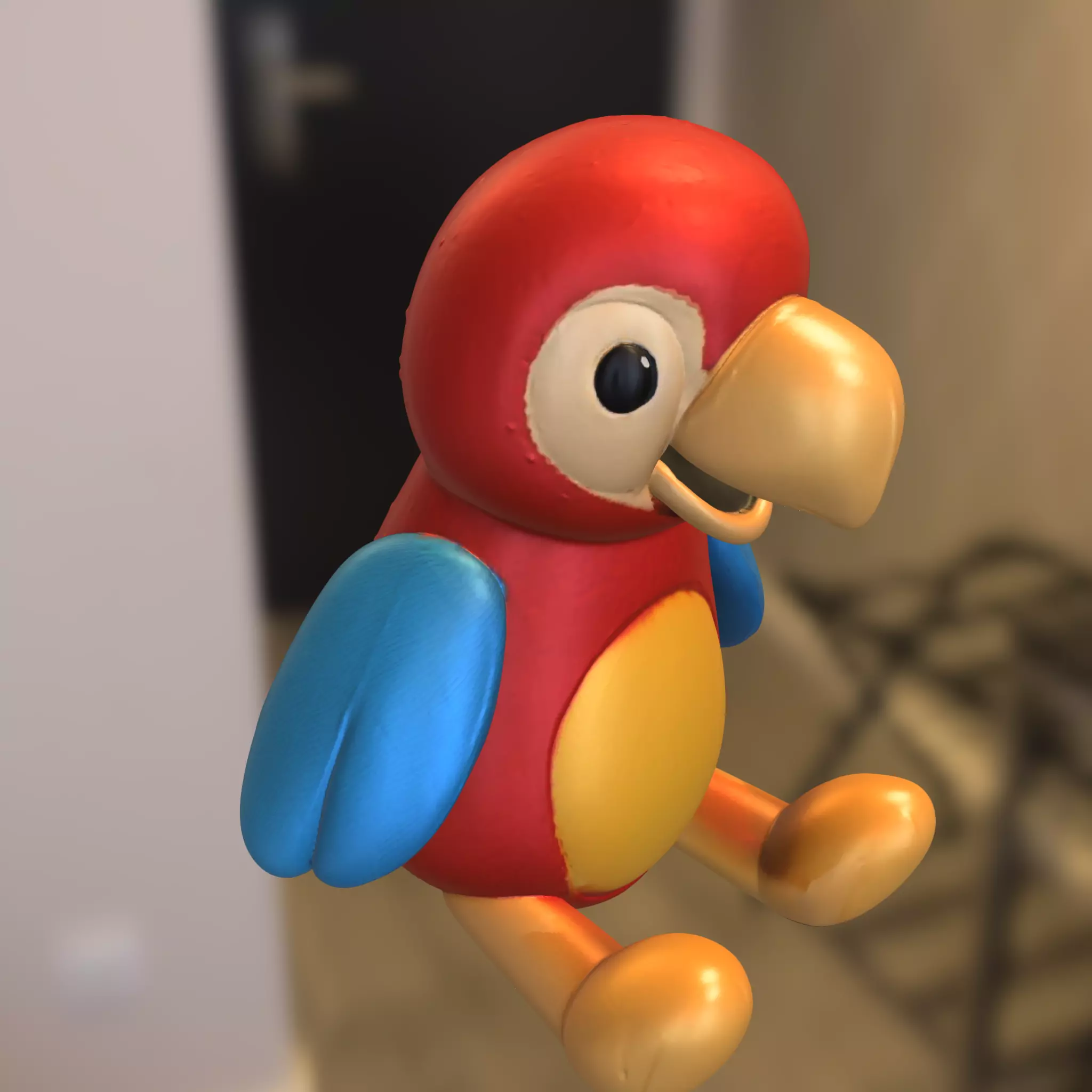Colorful Cartoon Parrot 3D model_3