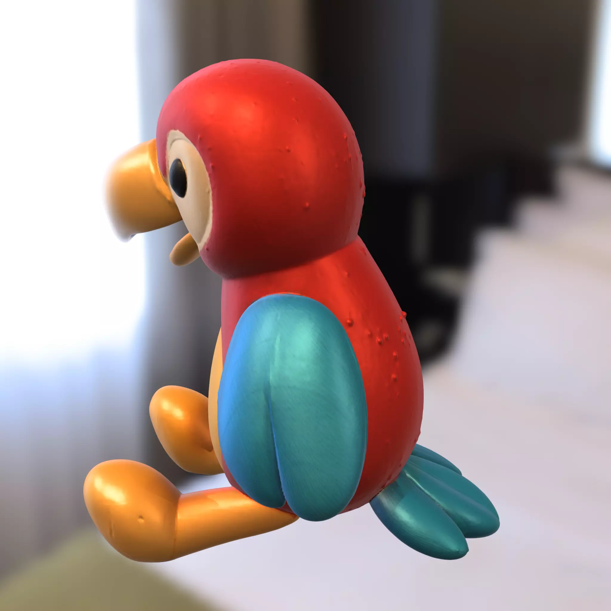 Colorful Cartoon Parrot 3D model_0