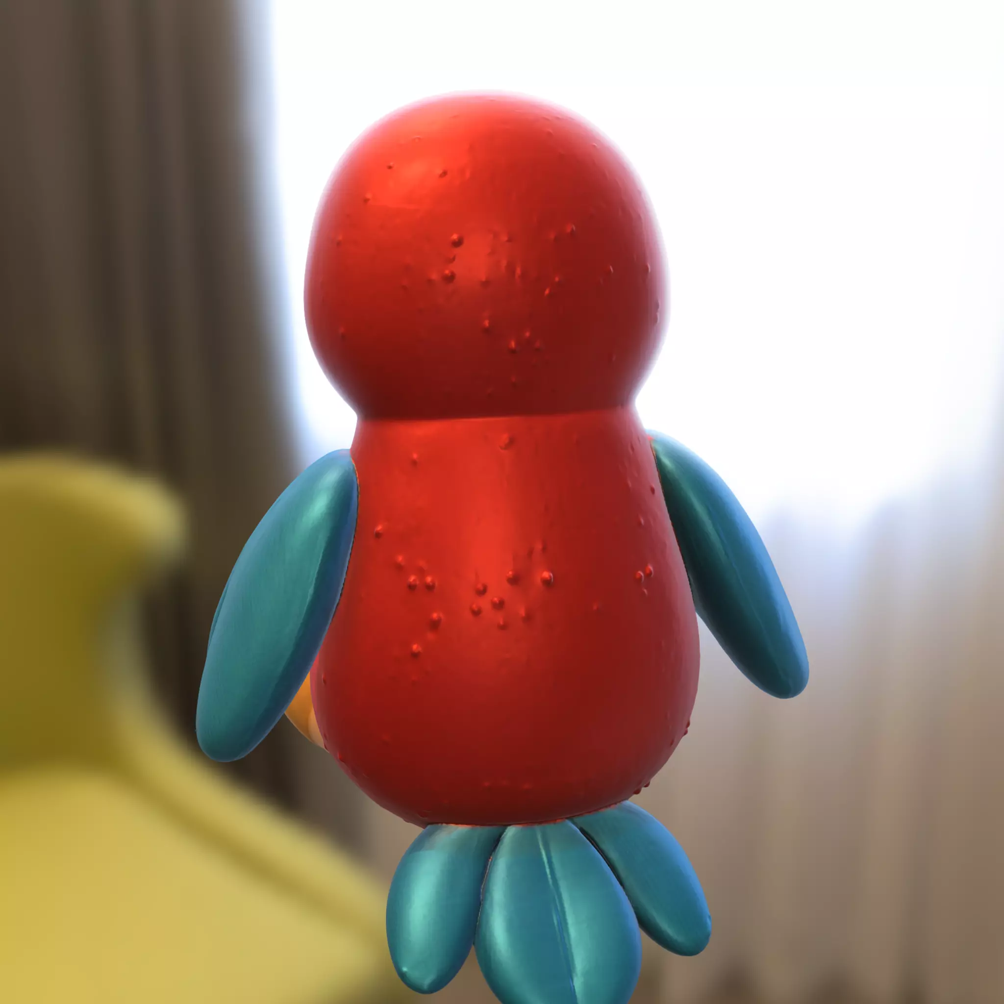 Colorful Cartoon Parrot 3D model_1