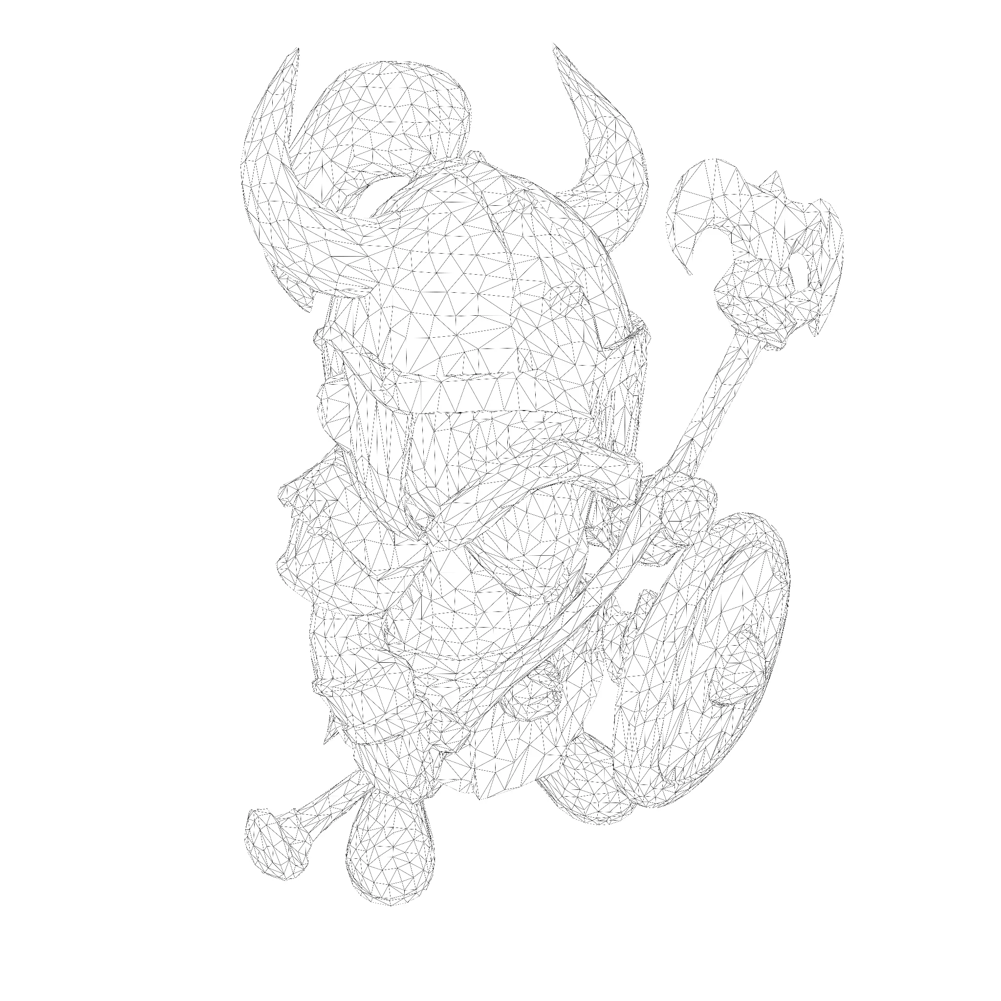 Low Poly Viking Warrior 3D Model Ready for 3D Print 3D print model_21