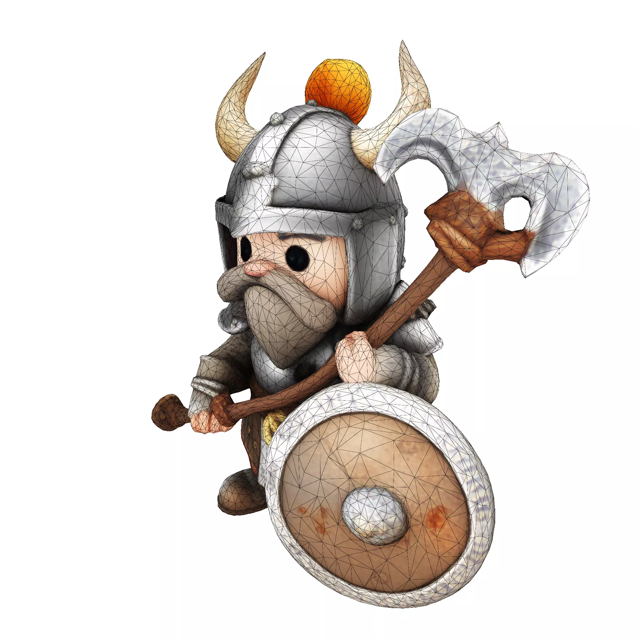 Low Poly Viking Warrior 3D Model Ready for 3D Print 3D print model_16