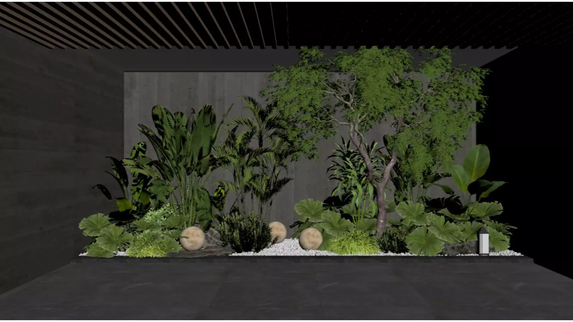 Modern industrial style courtyard Low-poly 3D model_3