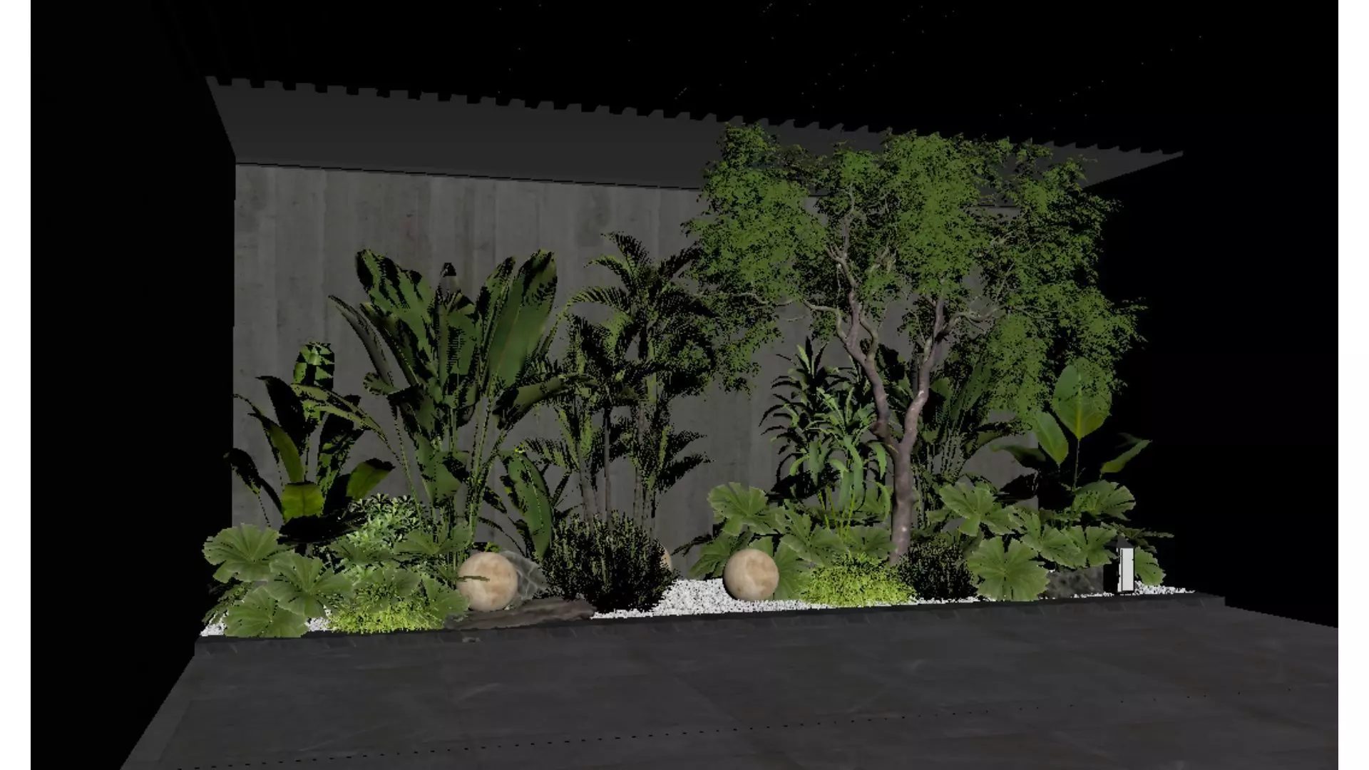 Modern industrial style courtyard Low-poly 3D model_2