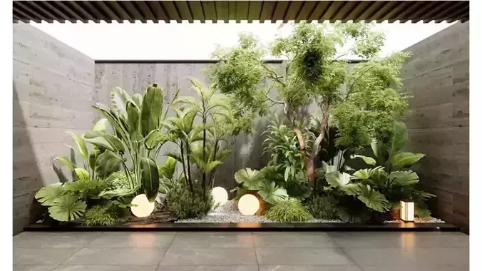 Modern industrial style courtyard