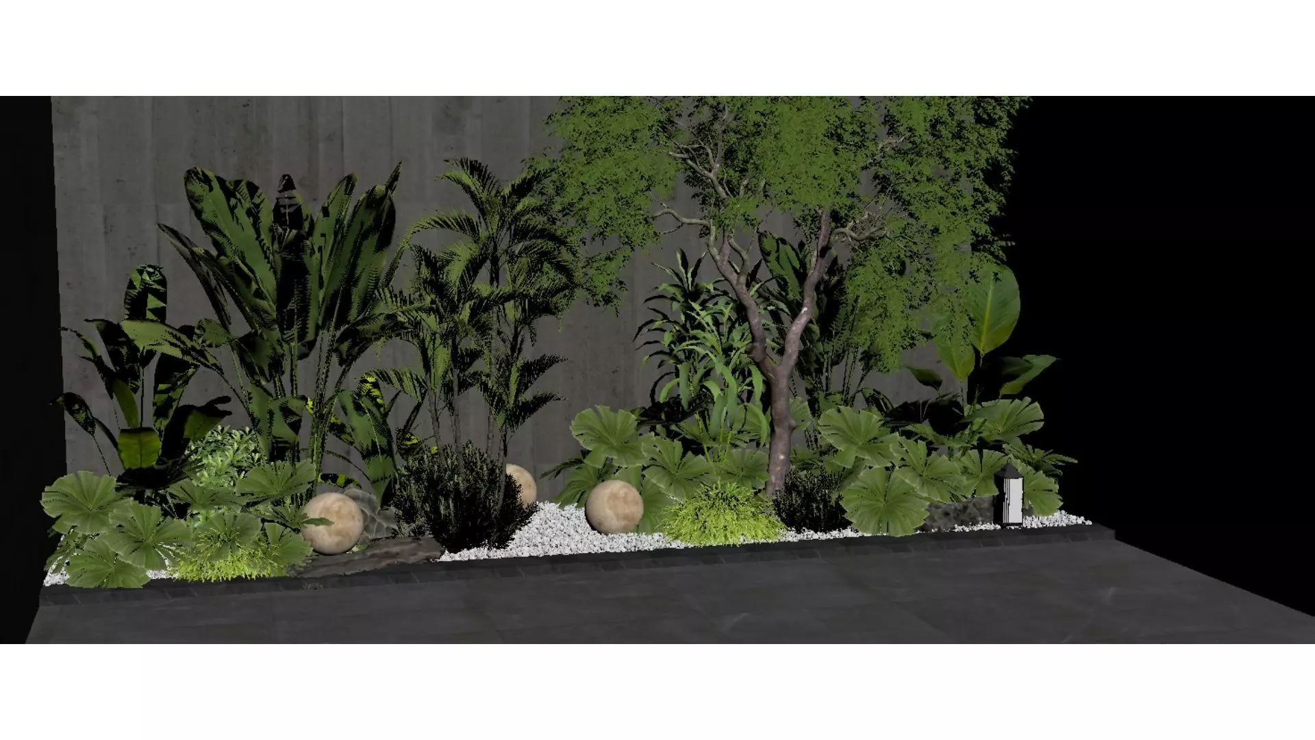 Modern industrial style courtyard Low-poly 3D model_4