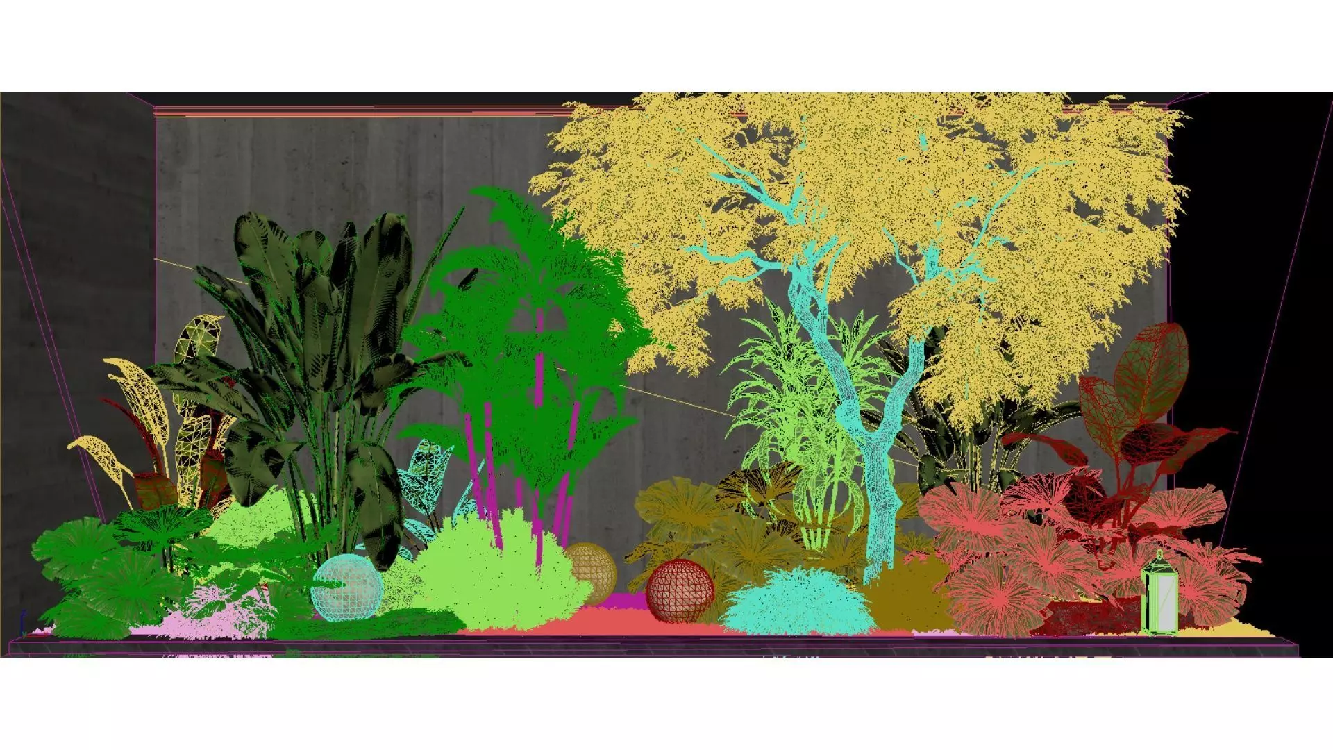 Modern industrial style courtyard Low-poly 3D model_1