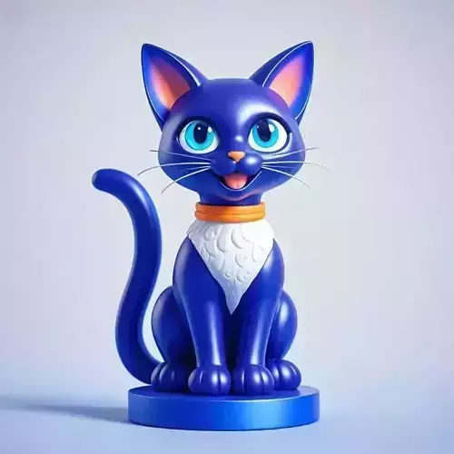 2896 Smiling Siamese Cat on Pedestal  Color 3D Model