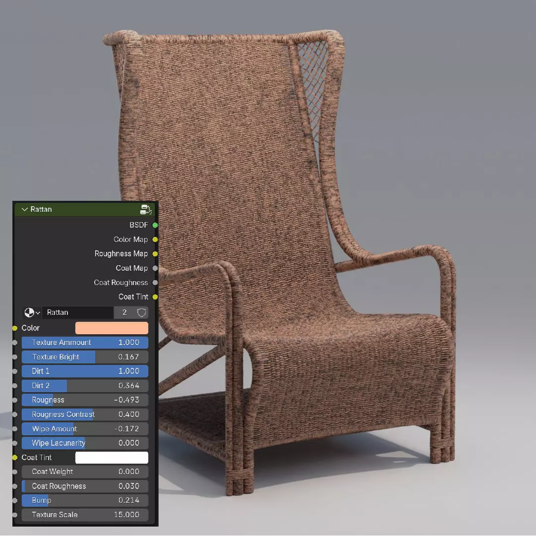 CB2 Remo Rattan Lounge Chair 3D model_2