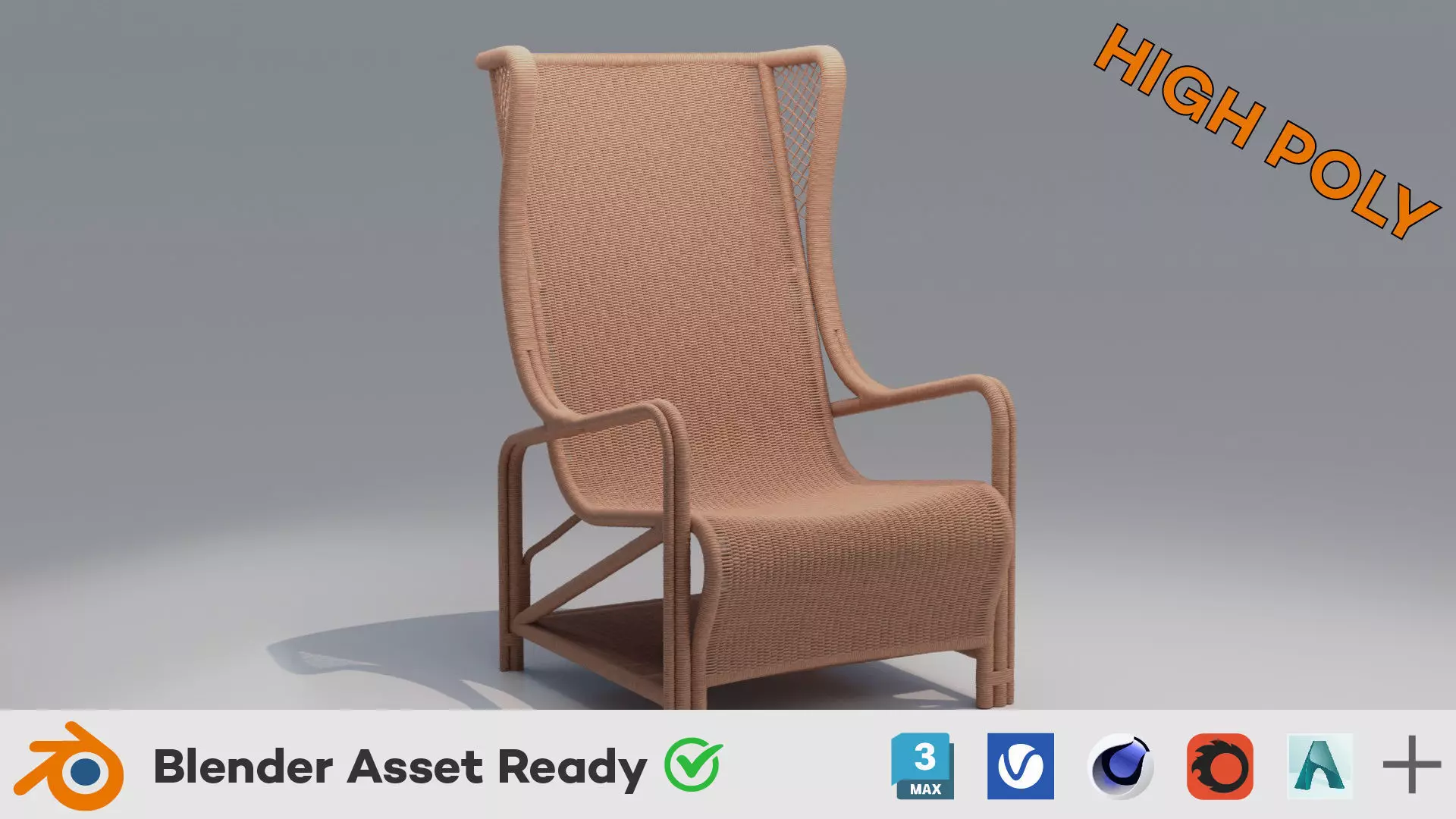CB2 Remo Rattan Lounge Chair 3D model_0